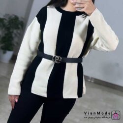 بافت جودون گونای راه راه کرم-مشکی