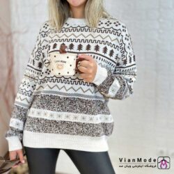 بافت بلند پاییزه طرح کریسمس نخ ترک